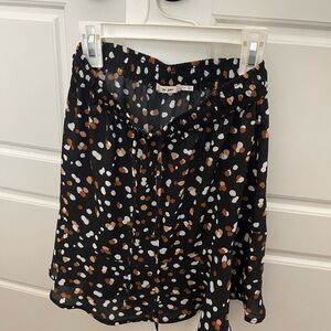 Women’s Black Polka Dot A-Line Skirt with Brown & White Spots Francesca’s